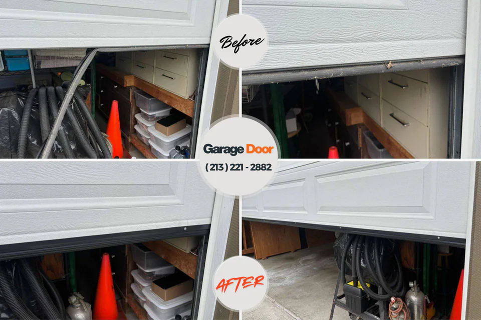 Before and after: garage door repair Davenport, WA